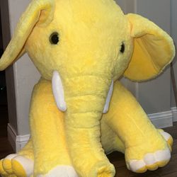 Big Elephant Stuffed Animal Yellow. About 32 Inches Tall