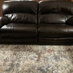 Couch,  Electric Reclining, Leather, Dark Brown 
