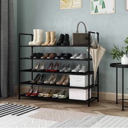 5 Tiers Shoe Rack Tower Storage Organizer Cabinet Black