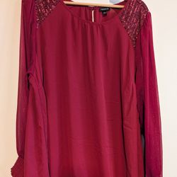 Torrid Blouse/Top Size 2 Red With Sequin