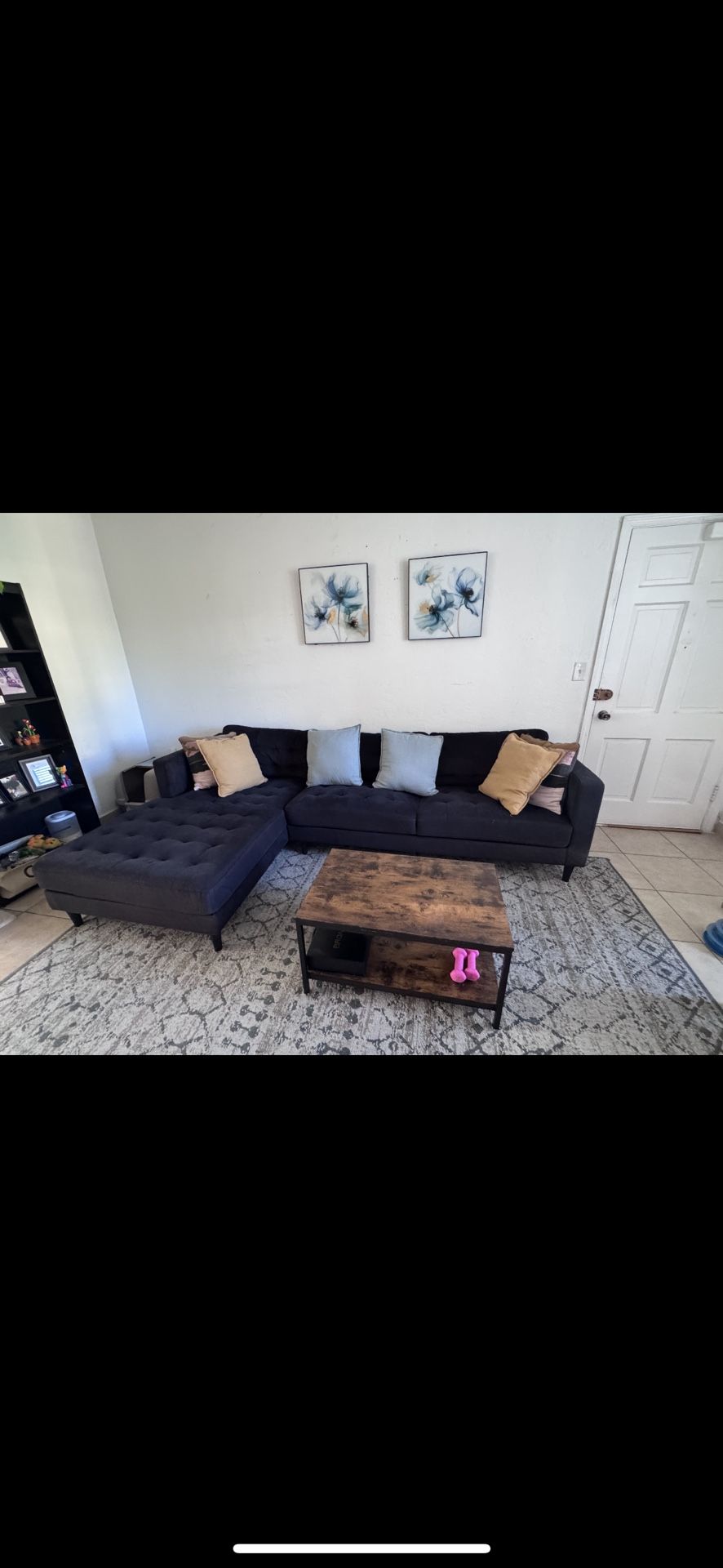 Dark Grey sofa with table