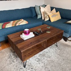 Industrial Wood Coffee Table With Storage