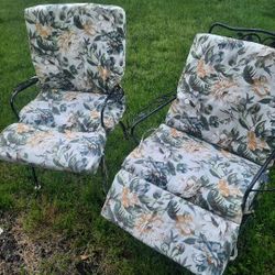 Iron Chairs W/ Floral Cushion 