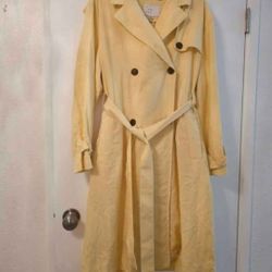 Brand New womans size XL Trench coat(55%linen-45% Rayon)Yellow💛

