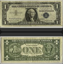 1957 A One Dollar Silver Certificate Blue Seal Serial Number P(contact info removed)7A