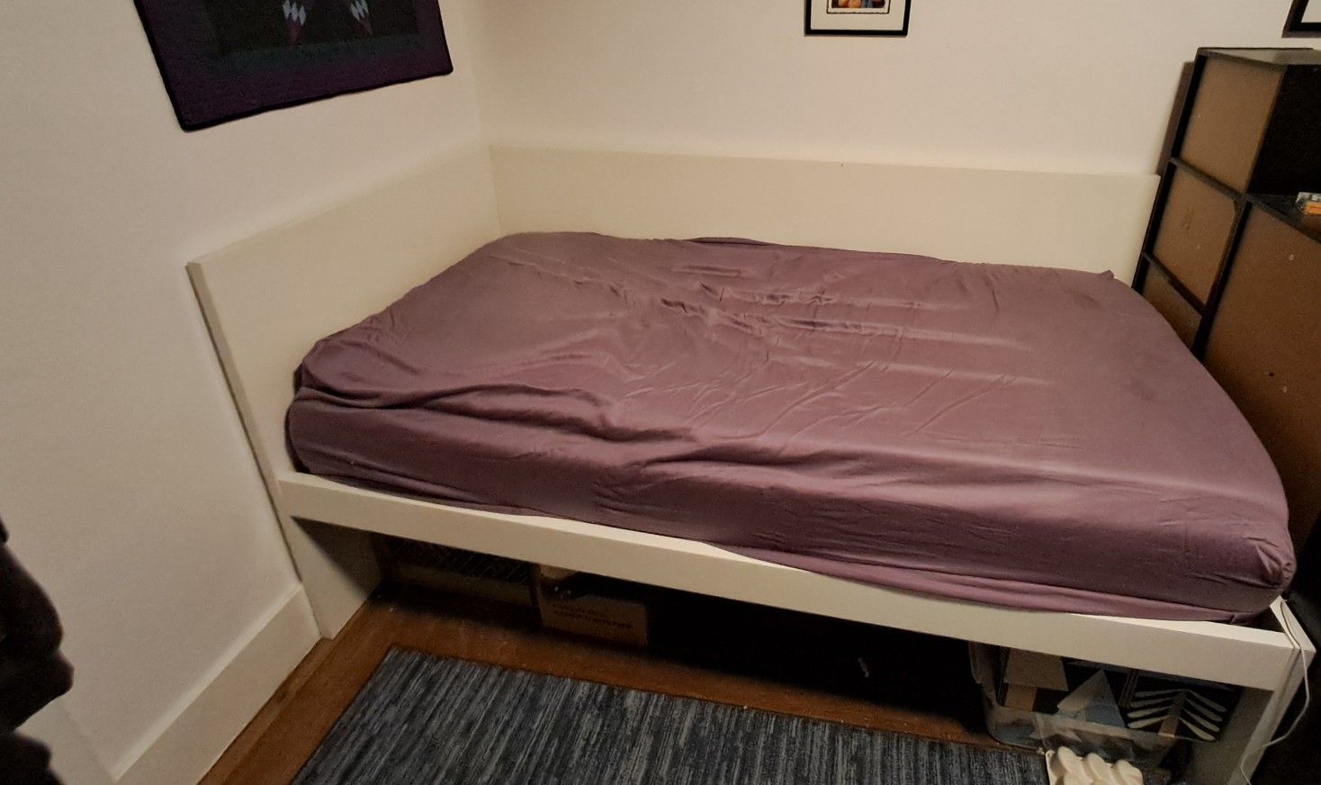 Ikea Style White Twin Bed Frame With LEESA Mattress