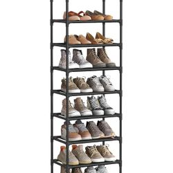 Shoe Rack, 10-Tier Shoe Shelf, Shoe Storage Organizer, 11 x 17.7 x 68 Inches, Metal Frame, Non-Woven Fabric Shelves, for Entryway, Bedroom, Black 