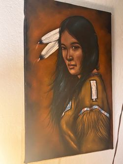 Native American-themed hand-painted black velvet shield dreamcatcher