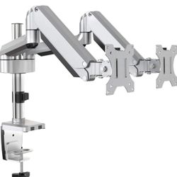 Dual Monitor Stand-Premium Aluminum Full Motion Swivel Gas Spring LCD Arm Fits for 2 Computer Screens 13 to 32 inches - Each Arm Holds up to 17.6 lbs