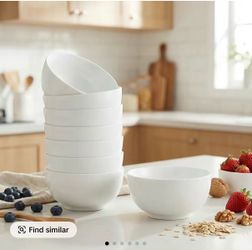 8-Piece Ceramic Bowls Set, 4.5 Inch White Rice Bowls for Kitchen, Microwave and Dishwasher Safe,Portion Control Dessert Ice Cream Prep Dipping Bowl,