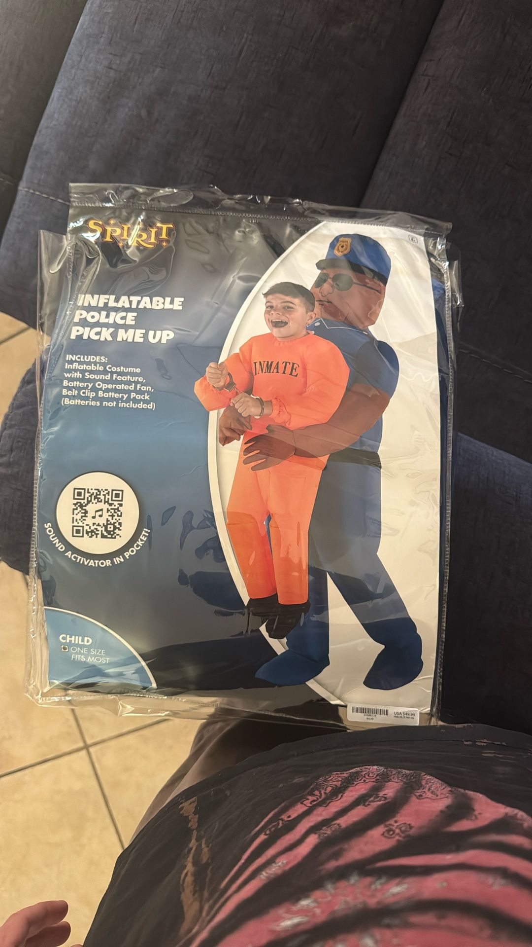 Inflatable police pick me up costume