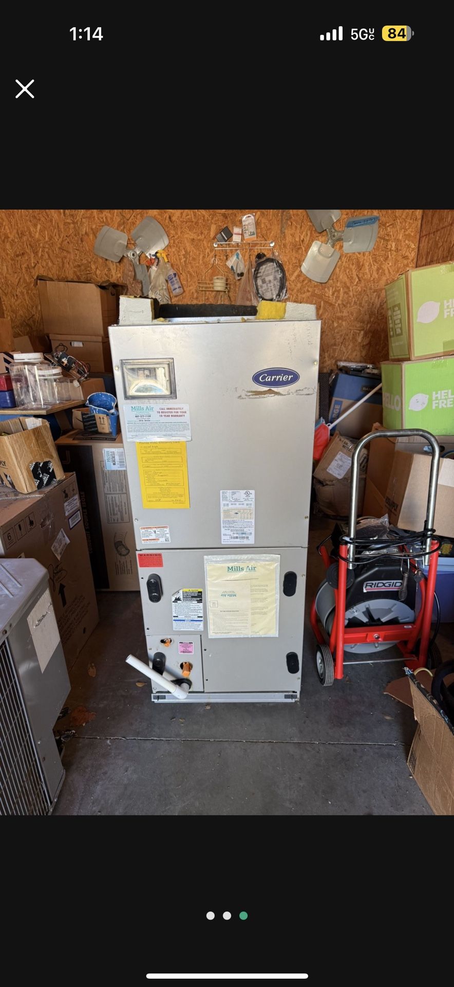 3 Ton Air Handler Carrier working Perfect