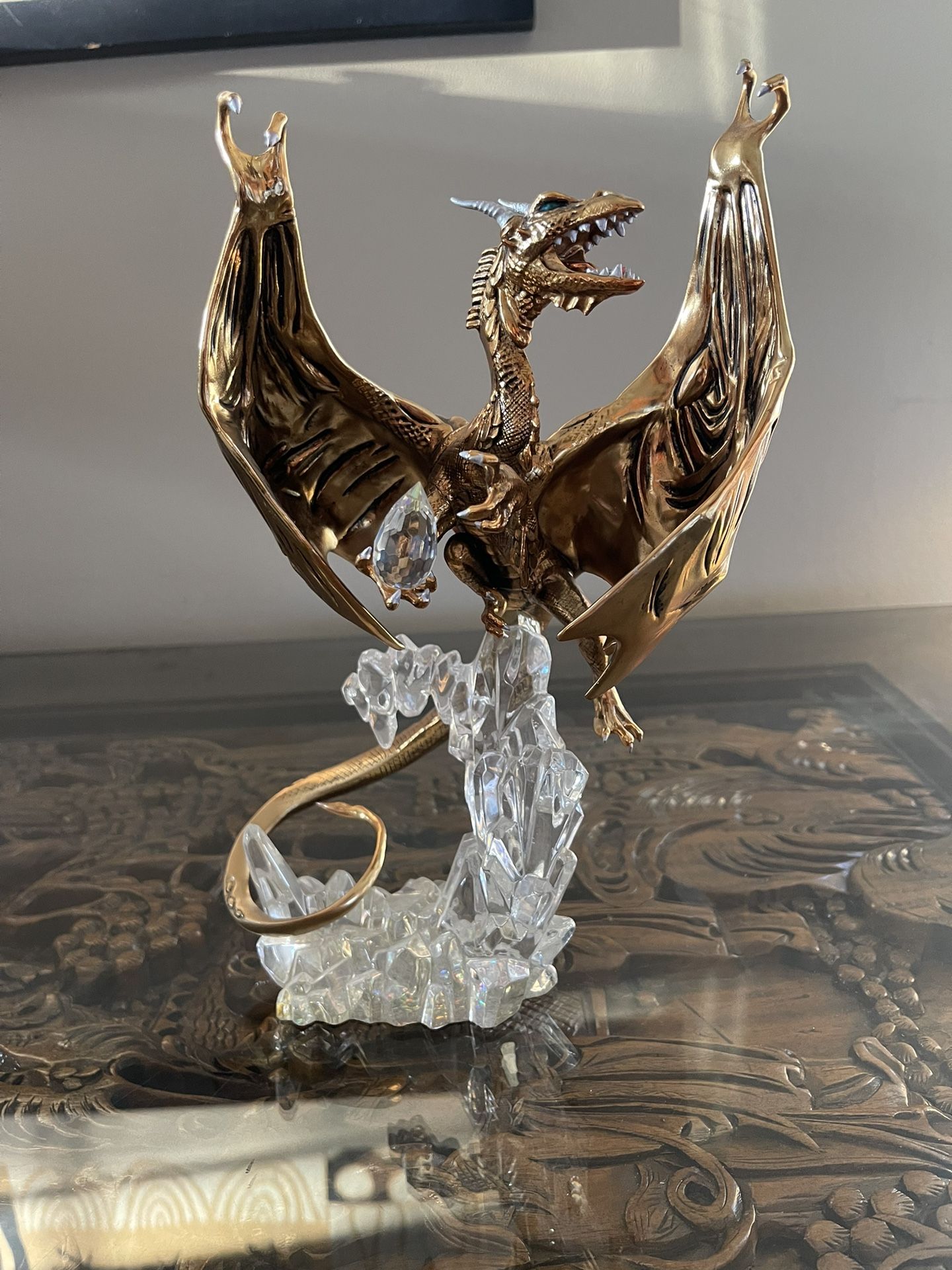 FRANKLIN MINT Michael store Whelan Blue Silver Crystal Dragon Limited Edition Statue