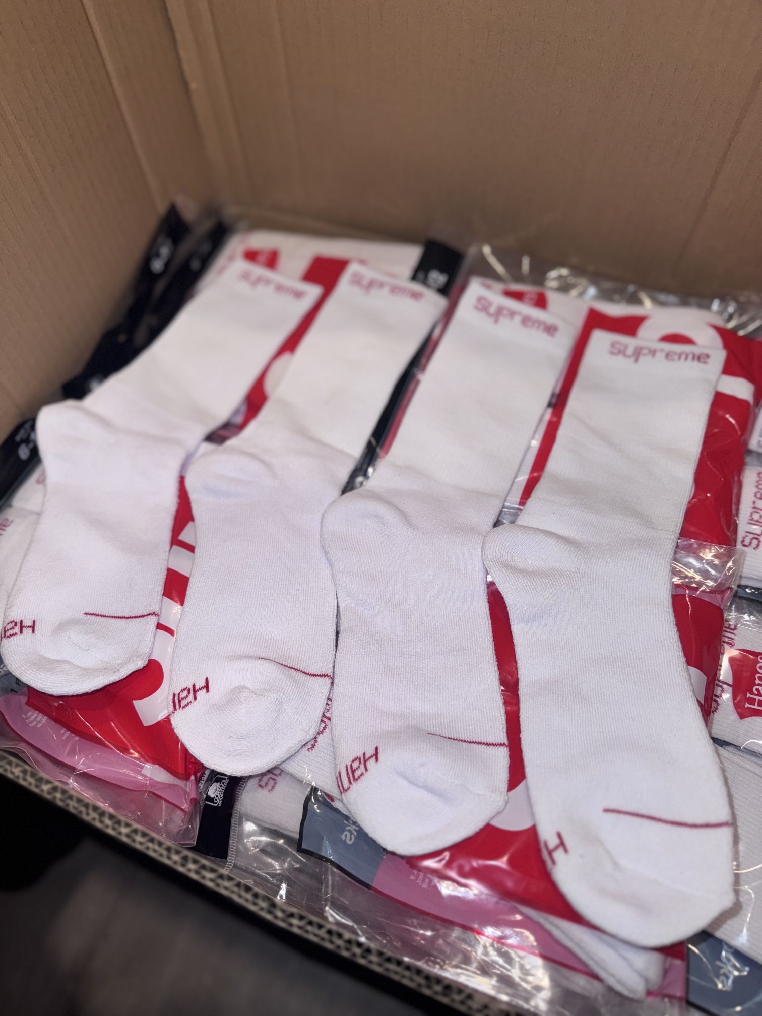 White Supreme Socks New
