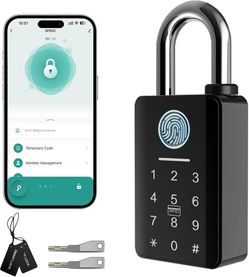 Brand new in box Heavy Duty Fingerprint Padlock with Key, Outdoor Smart Padlock with Code Keypad, Smart Combination Gate Lock for Outdoor Fence, Gate,