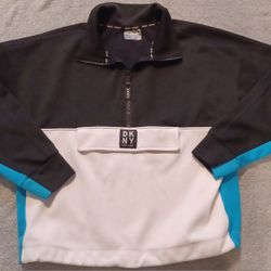 Women's Size Medium DKNY New York Pullover Kangaroo Pockets Sweatshirt Coat