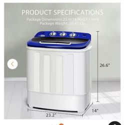 BCP PORTABLE COMPACT MINI TWIN TUB WASHING MACHINE