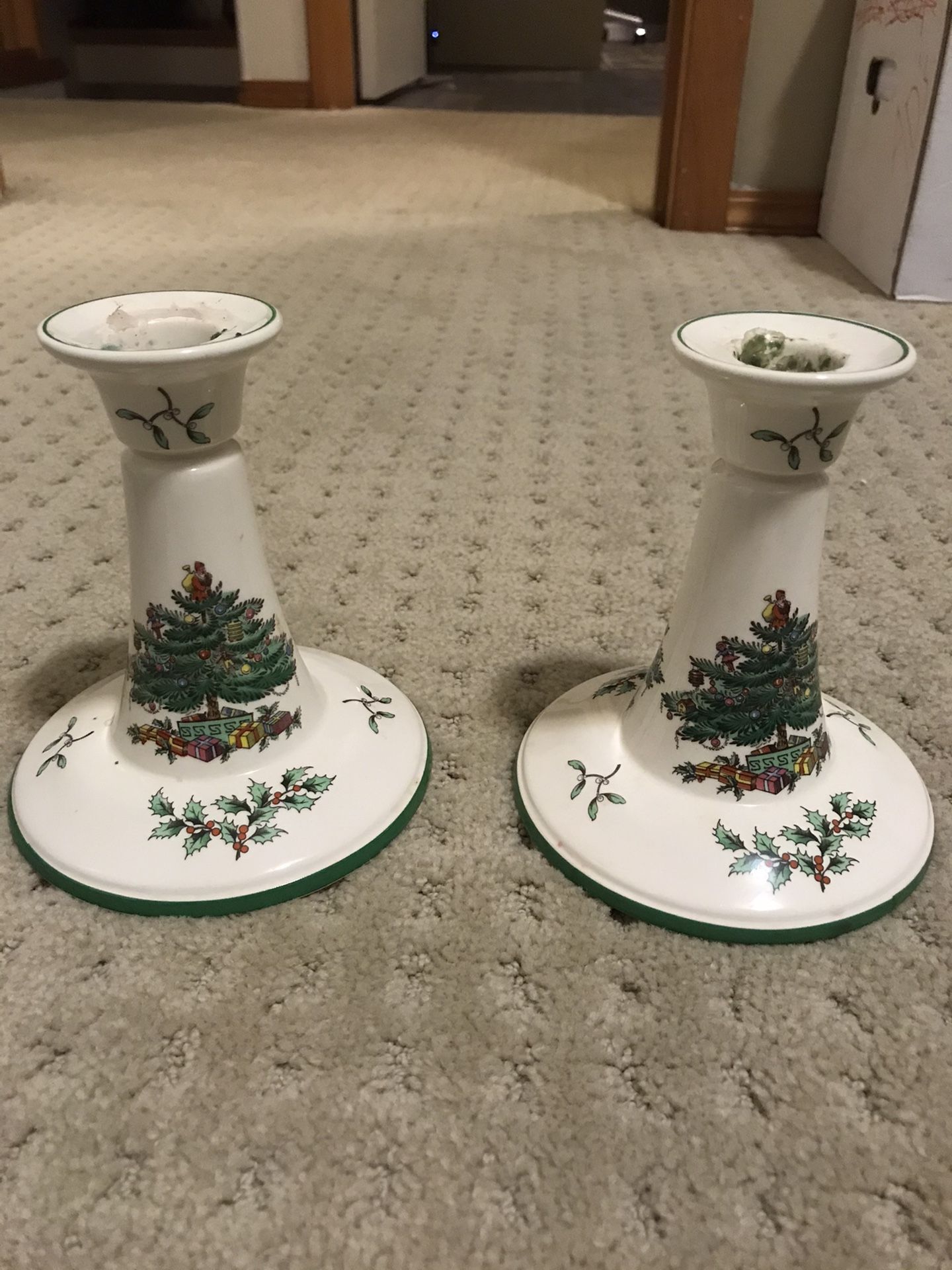 Spode Christmas China candle holders