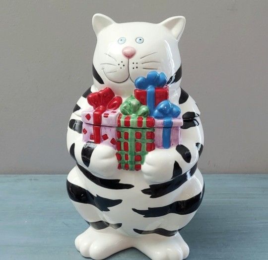 Vintage Christmas Cat Canister
