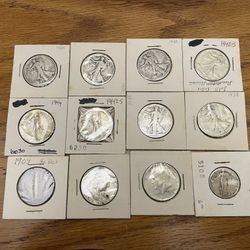 12 Silver Coins - half Dollars