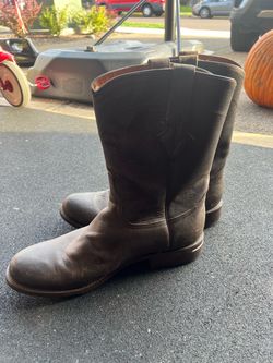 Dark Brown Leather Western Roper Boots