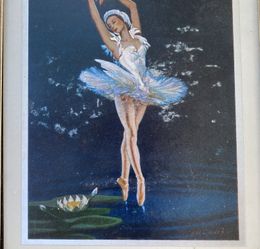Antique Framed Swan Lake Ballet Art
