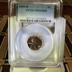 1961 D MS65RD 1c Coin 