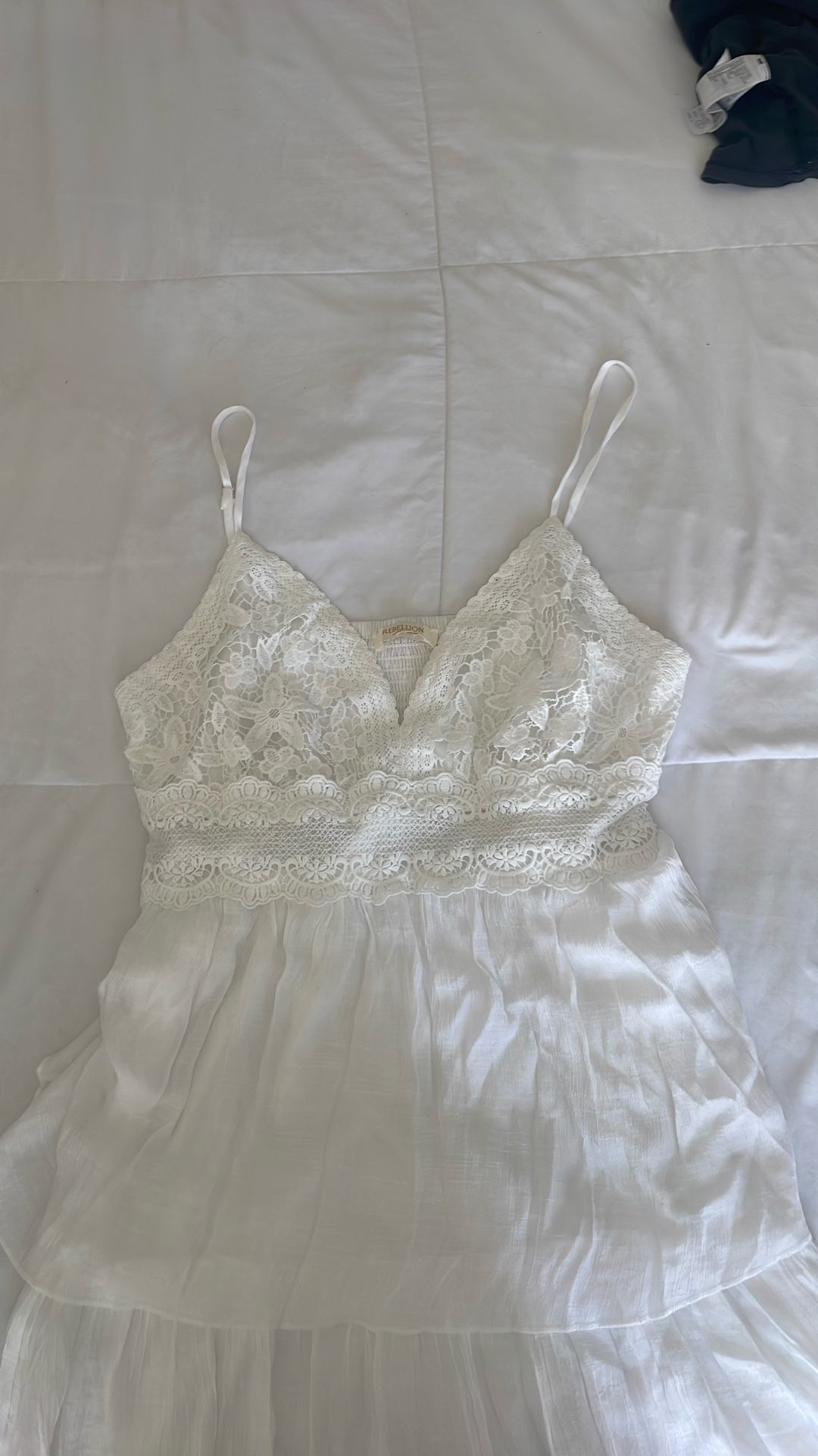 Long White Summer Dress/Lace Embellishment