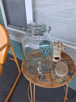 Glass Drink Dispenser with Spout & Handle