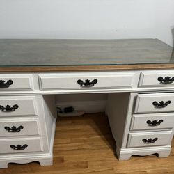 Wood Desk With Removable Glass Top 