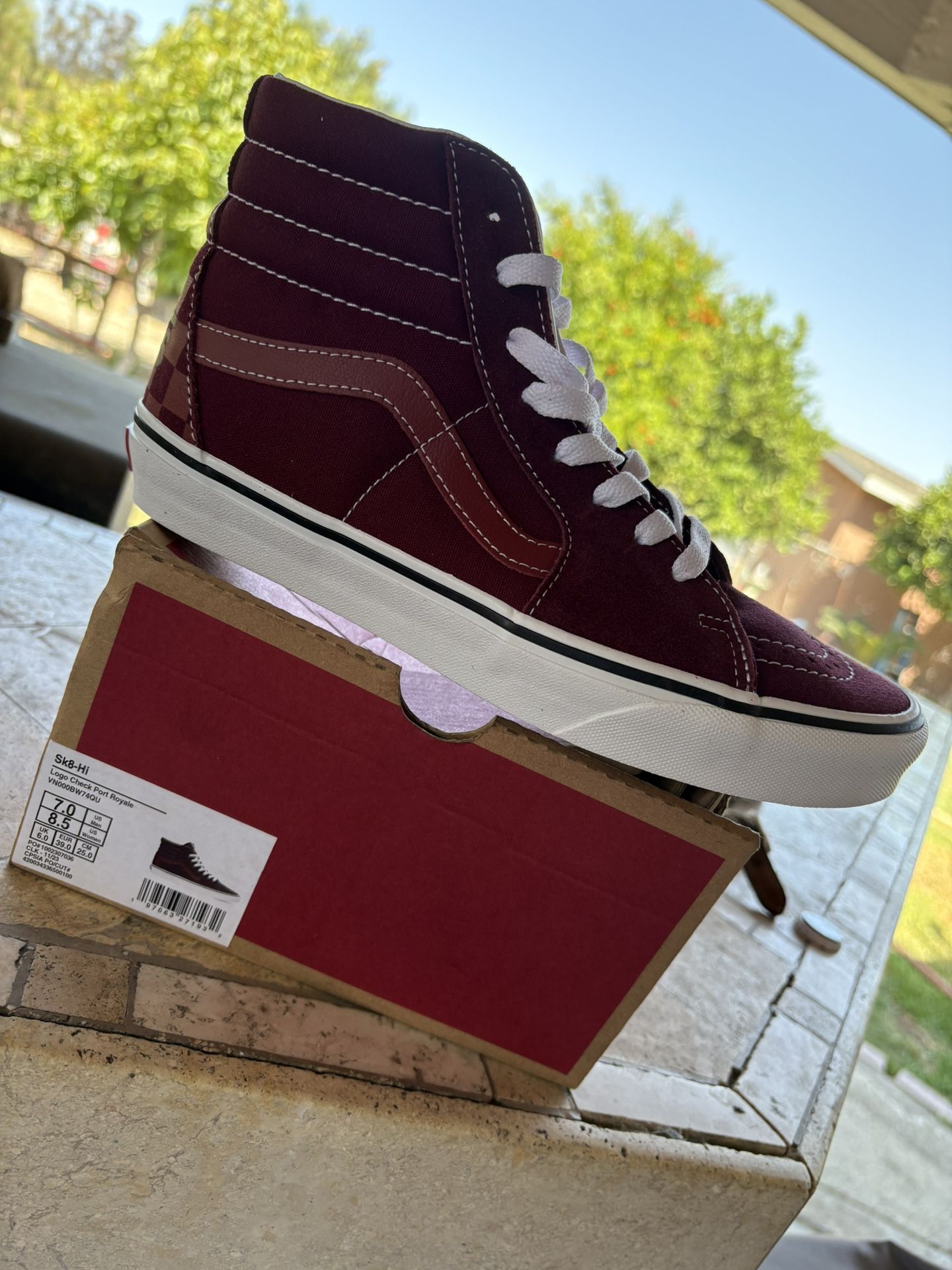 vans sk8 hi logo check port royale