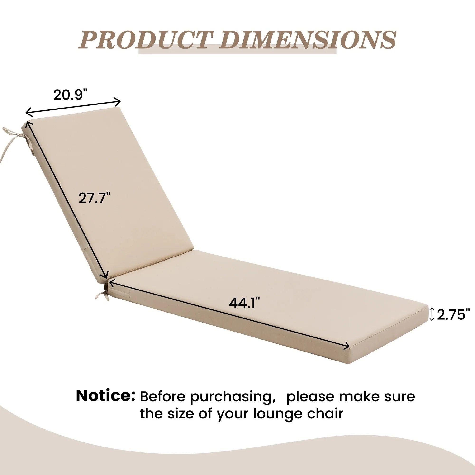  Pellebant Outdoor Patio Chaise Lounge Cushion 2PC- 71.8" - Beige