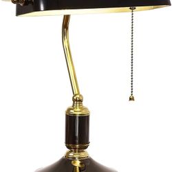 Traditional Bankers Lamp, Black lamp Shade,with Pull Chain Switch Plug in Fixture,Vintage Office Table Light, Antique Style Desk Lamps for Office, Lib