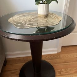 Glass-top Wooden End Tables