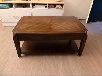 Lift-Top Coffee Table with Hidden Storage – Dark Wood