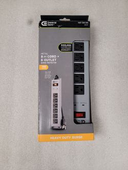 Commercial Electric Heavy Duty Metal 6 Outlet Surge Protector with 8' Cord