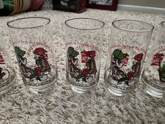 Holly Hobbie Coca Cola Christmas Glasses Set Of 8Vintage 1977 Coke Limited Ed.