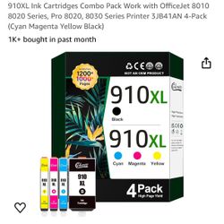 910XL Ink Cartridges for HP Printers Replacement for HP 910XL Ink Cartridges Combo Pack Work with OfficeJet 8010 8020 Series, Pro 8020, 8030 Series Pr