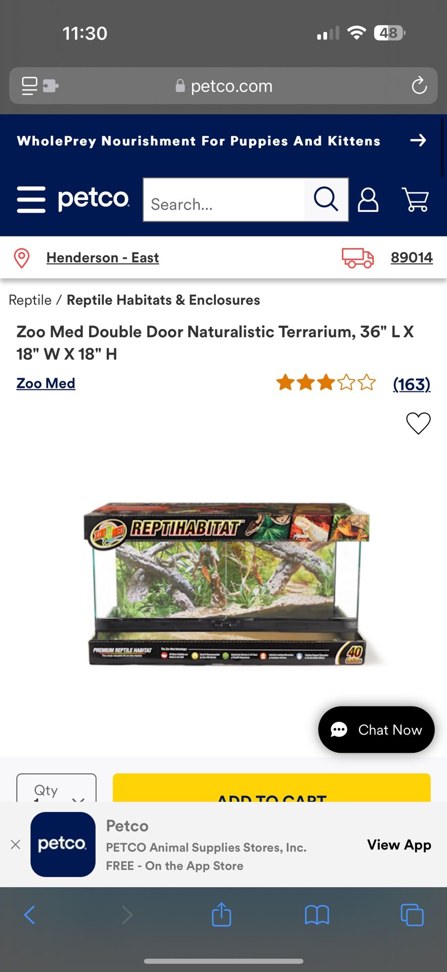 40 Gallon Terrarium With Front Opening Doors And Stand