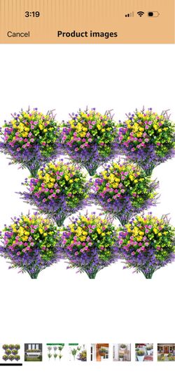 Hananona 24 Pcs Artificial Flowers Outdoor, Faux Artificial Plants UV Resistant Plastic Flower Bulk for Hanging Planter Porch Window Home Wedding Summ