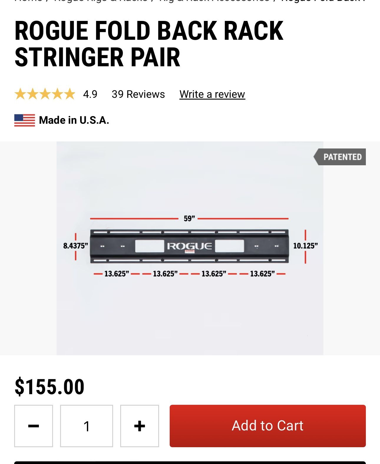 Rogue Fold Back Rack Stringer Pair