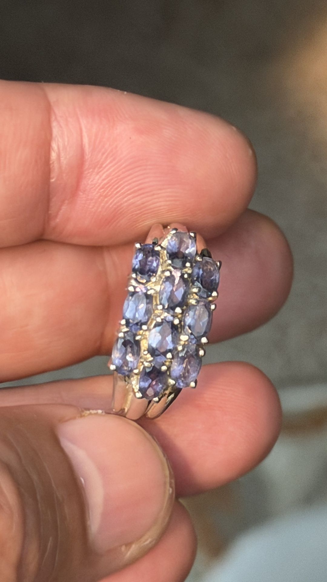 Sterling Silver Ring With Multiple Genuine Tanzanite Gemstones