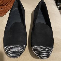 Stuart Weistzman Black Silver Studded Flats