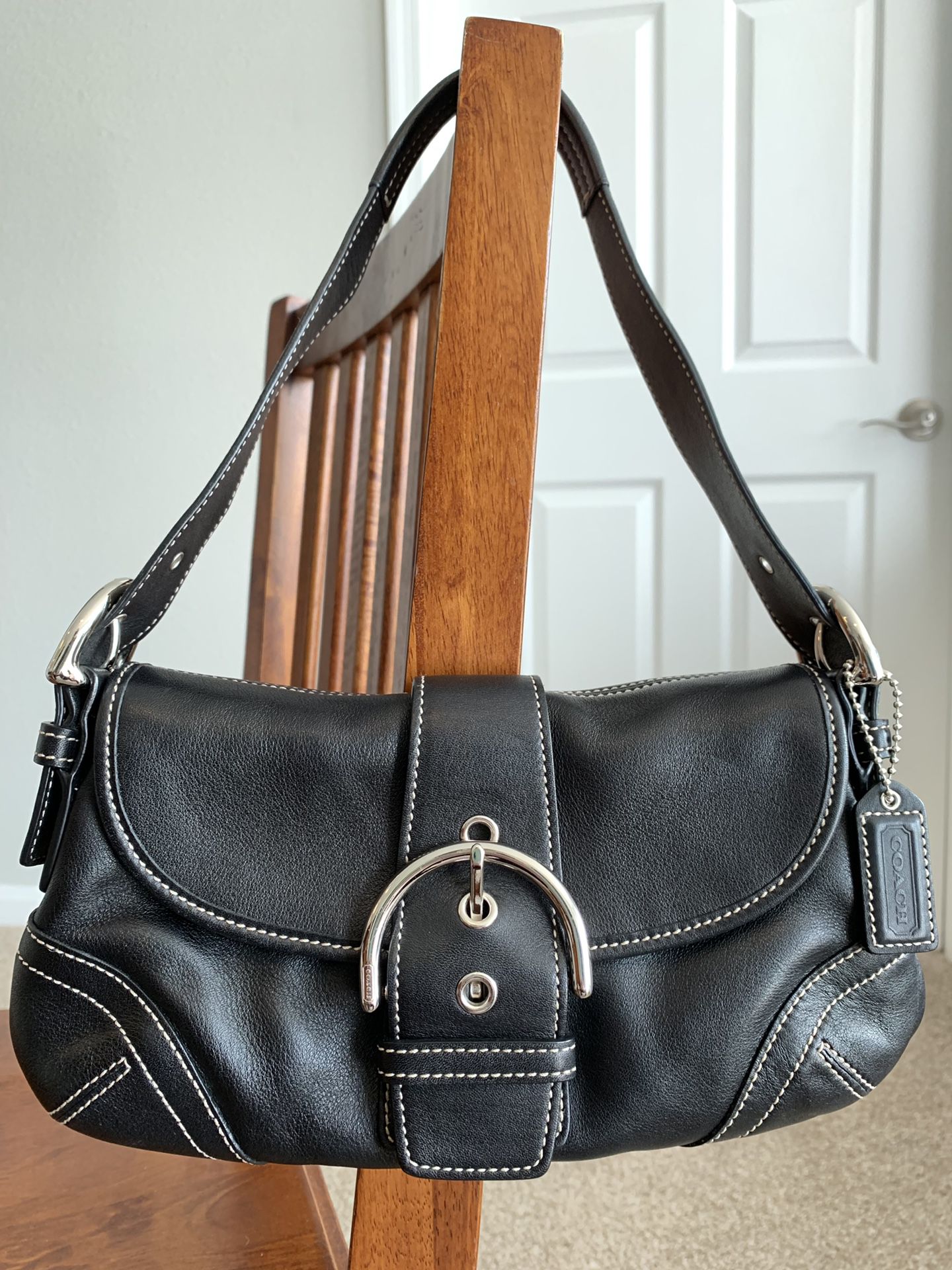 Authentic Coach Soho Hobo Bag with Buckle Flap Closure
