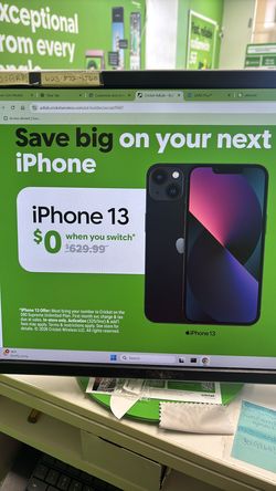 Free iPhone 13 when you switch your number over to cricket come and get yours today !!!!!