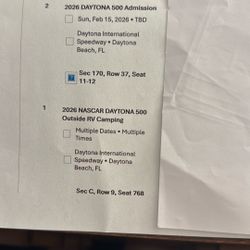 Daytona 500 2 Tickets Plus Campsite 