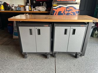 Gladiator work bench with 2 base cabinets