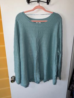 Croft & Barrow Teal Chevron Knit Sweater