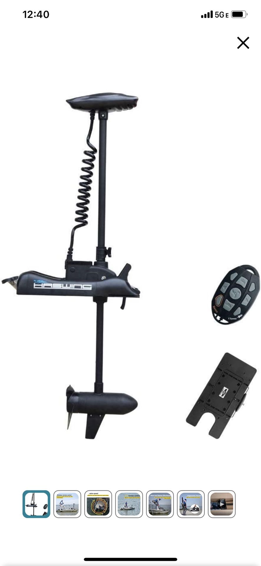 AQUOS Haswing Black 12V 55LBS 48inch Electric Bow Mount Trolling Motor with Remote Control for Inflatable Boat Kayak Bass Boat Aluminum Boat Fishing,