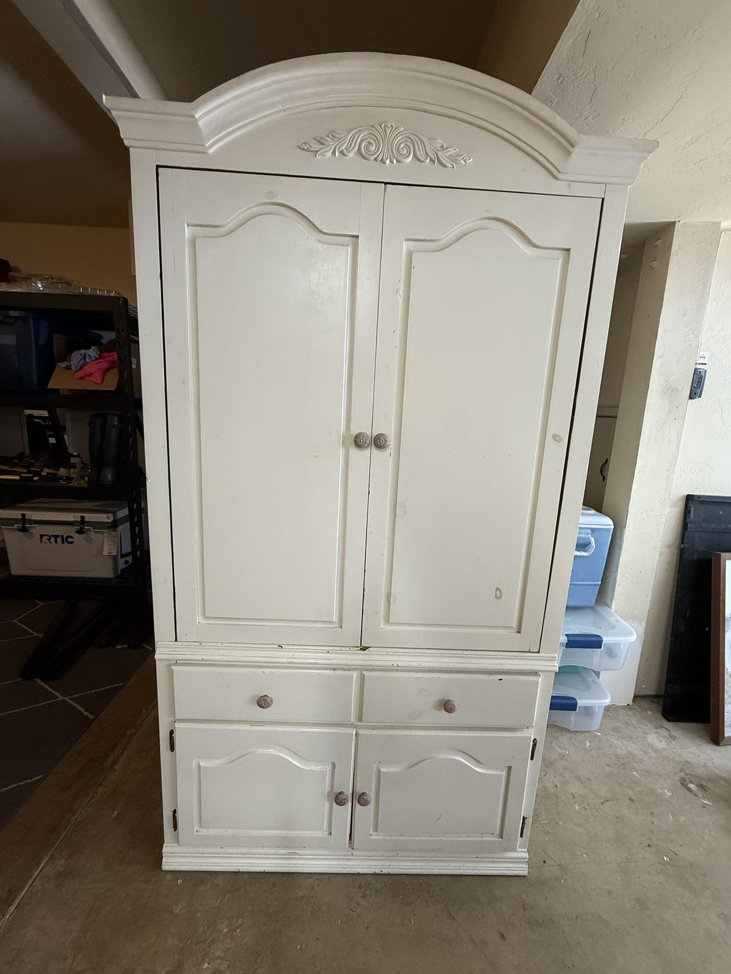 Large White Wood Custom Armoire